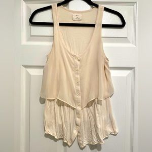 Blush/cream button up tank